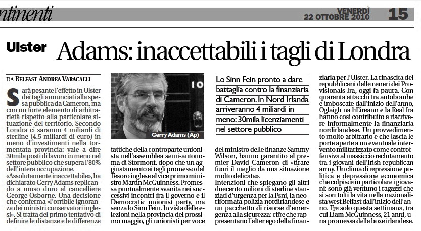 Sinn Fein contro i tagli di Londra - Andrea Varacalli