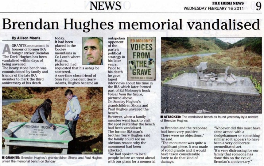 Brendan Hughes memorial vandalised