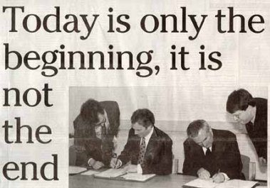 Irish News edizione del 11 aprile 1998 all'indomani della firma del Good Friday Agreement